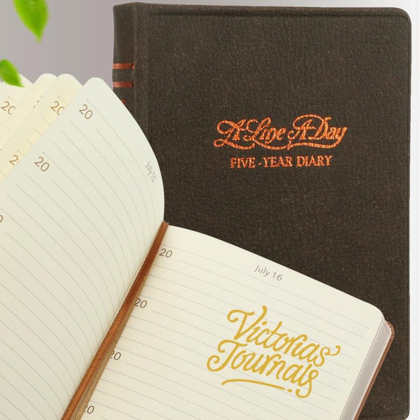 Victoria’s Journals 5-Year Real Leather Diary - Coffee