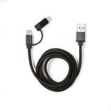 Kikkerland 2-in-1 Braided USB-C & Lightning Cable, Black