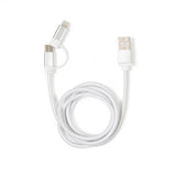 Kikkerland 2-in-1 Braided USB-C & Lightning Cable, White