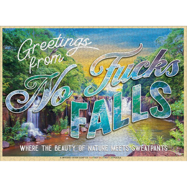 Whiskey River Soap Co. 1000pc Puzzle - Greetings from No F*cks Falls