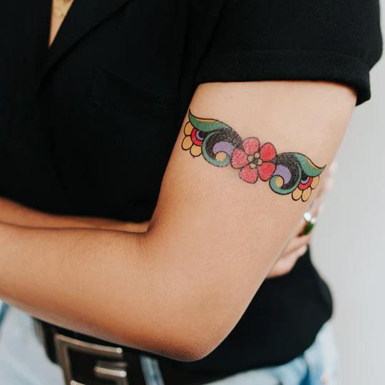Tattly Temporary Tattoos 2pk - Red Flower Cuff
