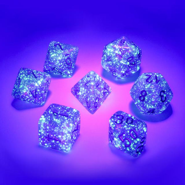 Chessex Borealis 7pc Polyhedral Dice Set - Royal Purple & Gold Luminary