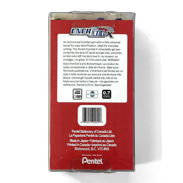 Pentel EnerGel-X Retractable Pens 0.7mm 8pk + Tote