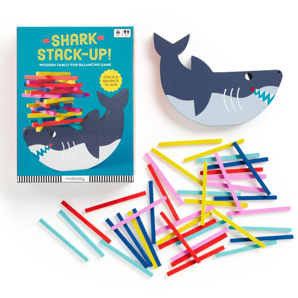 Mudpuppy Shark Stack-up! Wooden Balancing Game