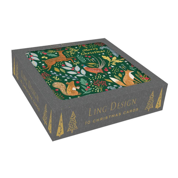 Ling Design Boxed Holiday Cards 10pk - Woodland Animals