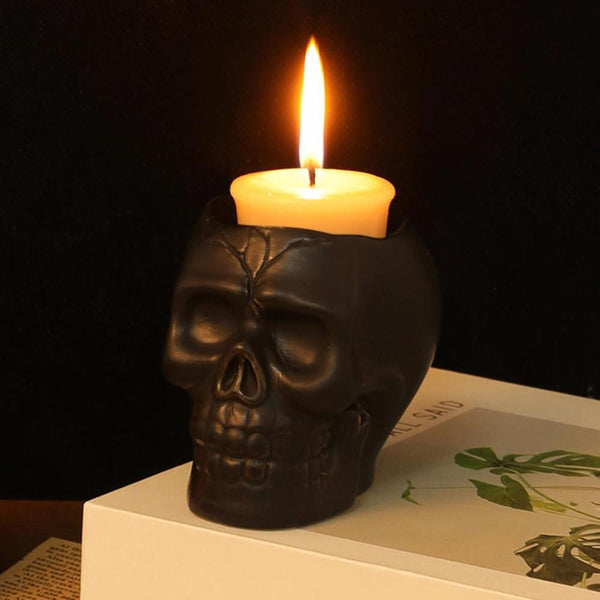 Ghostly Ghouls Ceramic Skull Tealight Holder