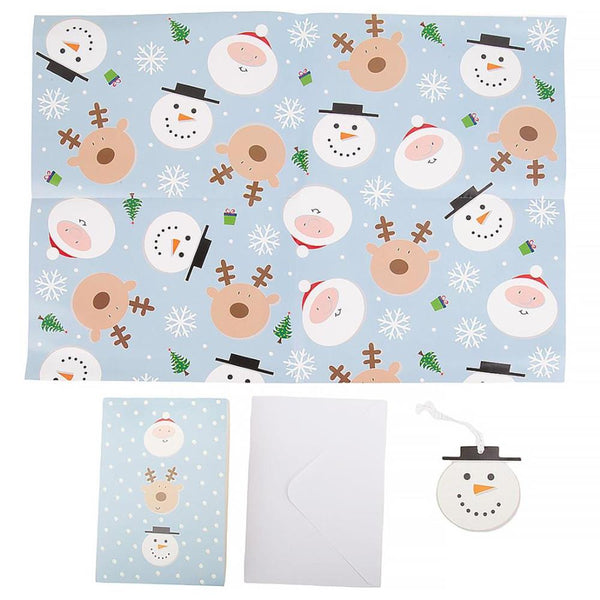 Paper Trendz Christmas Gift Wrap & Go Set with Greeting Card, Assorted