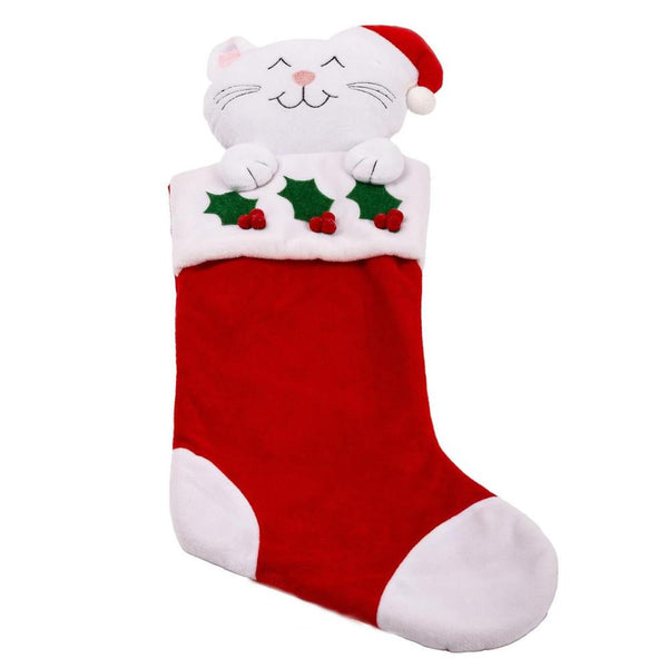 Santa's Secrets Christmas Stocking 20" - Plush Cat