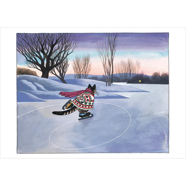 Pomegranate Holiday Cards 12pk B. Kliban: CatSkating