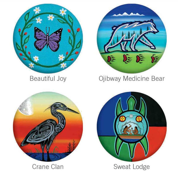Indigenous Collection Glass Magnet Set of 4 - Jeffrey Red George