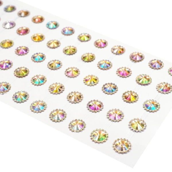 Angels Craft Rhinestone Stickers - Round Iridescent with Gold Border