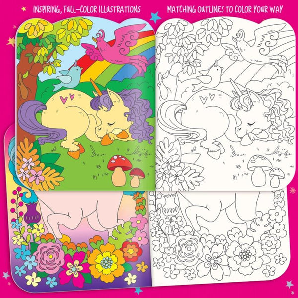 The Piggy Story Dry Erase Reusable Colouring Book with Stickers - Unicorn