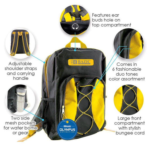 Bazic Olympus Bungee Backpack 17", Assorted