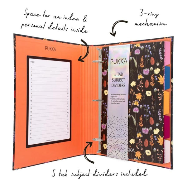 Pukka Pads Rollbound 3-Ring Binder - Bloom, Black