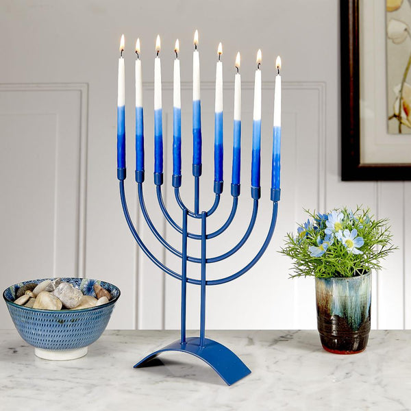 Rite Lite Traditional Steel Menorah, Slate Blue