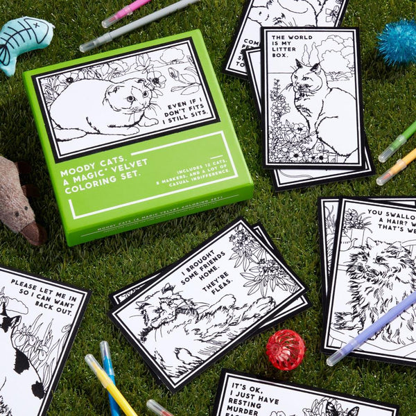 Brass Monkey Magic Velvet Colouring Set - Moody Cats