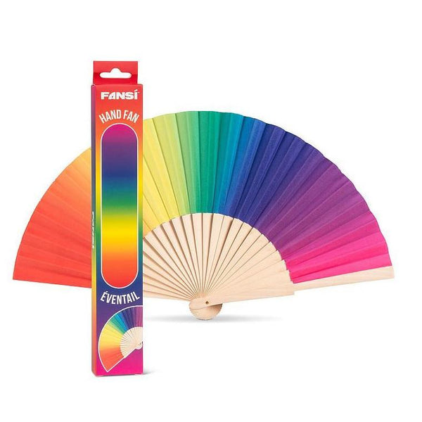 Abbott Cotton Folding Hand Fan - Ombre Rainbow