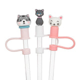 Abbott Slurpp Jumbo Tumbler Straws with Silicone Caps 3pk Cats