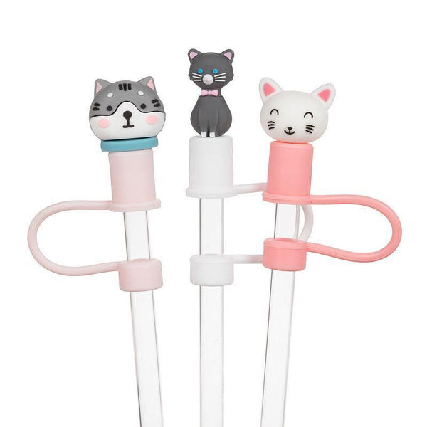 Abbott Slurpp Jumbo Tumbler Straws with Silicone Caps 3pk Cats