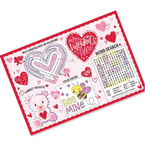 Amscan Kids Valentines Day Activity Placemats 24pk