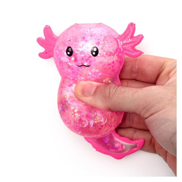 Puckator Stretchies Glitter Axolotl Stress Toy, Assorted