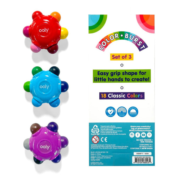 Ooly Colour Burst Crayons 3pk (18 Colours)