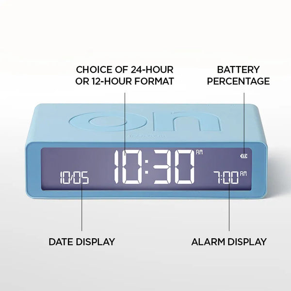 Lexon x Keith Haring Flip+ Reversible LCD Alarm Clock - Happy White