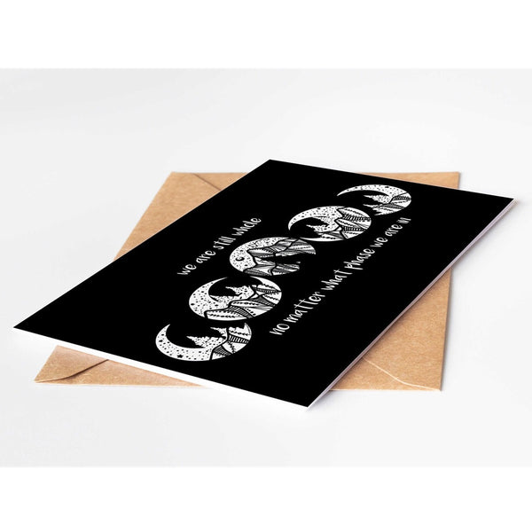 Mountain Mornings Greeting Card - Moon Phase, Blank Inside