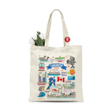 Northern Icons Canada Canvas Tote Bag - Toronto Ontario Travel Souvenir Reusable Shopping Shoulder Bag