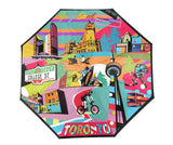 Northern Icons Canada Folding Umbrella - Toronto Pop Art Landmark Premium UV Protection Sun &amp; Rain Travel Parasol