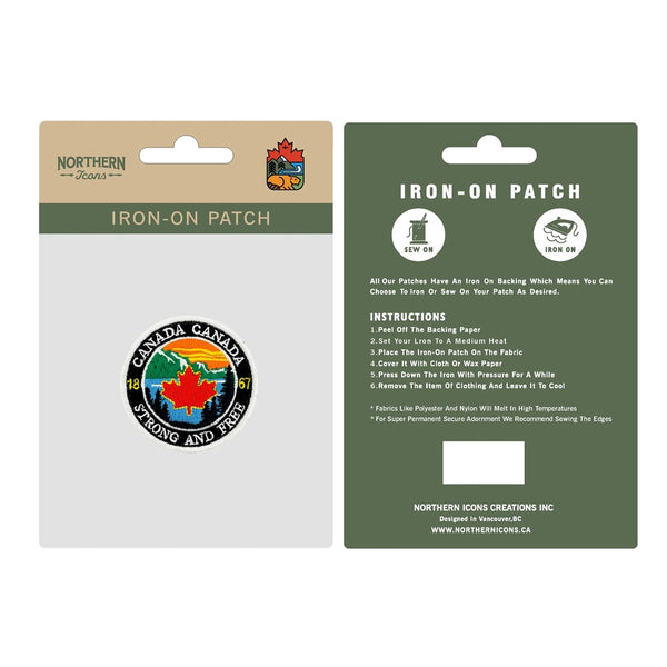 Northern Icons Canada Iron-On Embroidery Patch - Canada Round Strong And Free 1867