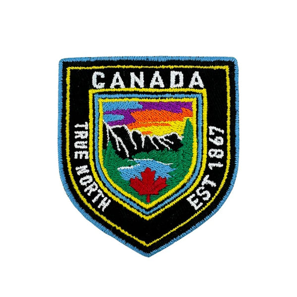 Northern Icons Canada Iron-On Embroidery Patch - Canada Shield True North Est 1867