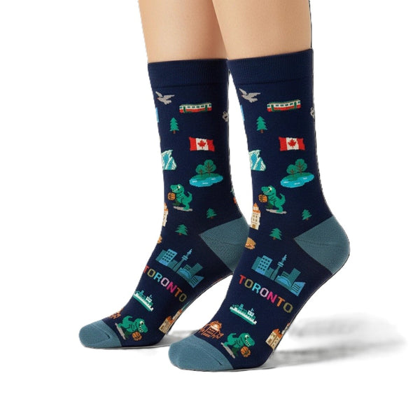 Northern Icons Canada Cotton Crew Socks - Toronto Canada City Graphic Travel Souvenir&nbsp;