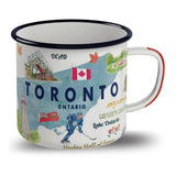 Northern Icons Canada Toronto Enamel Mug – Travel Souvenir Cup with Canadian Landmark and Sports Illustration Design