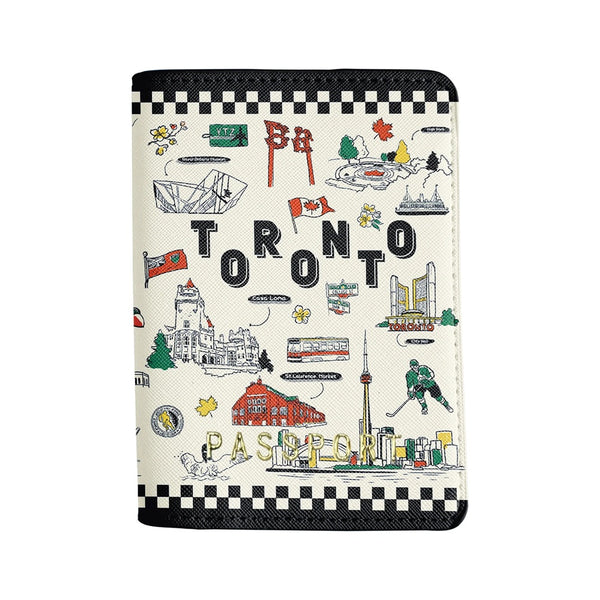 Northern Icons Canada Passport Cover / Case - Canada Travel Icons Faux Leather