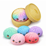 Zibbers Mystery Squishy Dumpling Fidget Squeeze / Stress Toy - Rainbow Bao Bun