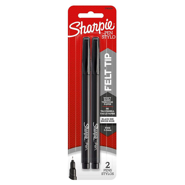 Sharpie Felt Tip Pens 2pk Black, Fine Tip
