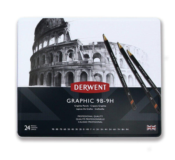 Derwent Graphic Pencils 24 Tin Set - 9B to 9H