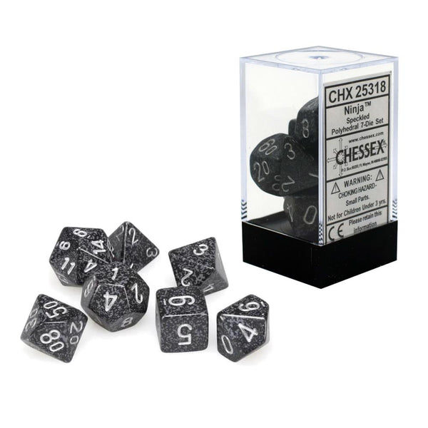 Chessex Speckled 7pc Polyhedral Dice Set - Ninja Black & Silver