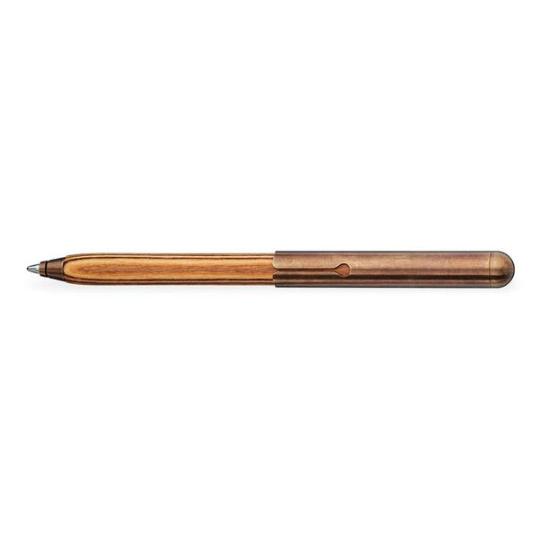 E+M Style Wood Ballpoint Pen - Zebrano with Vintage Brass