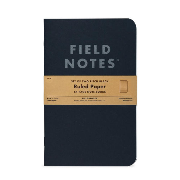 Field Notes Pitch Black Notebooks 2pk Ruled