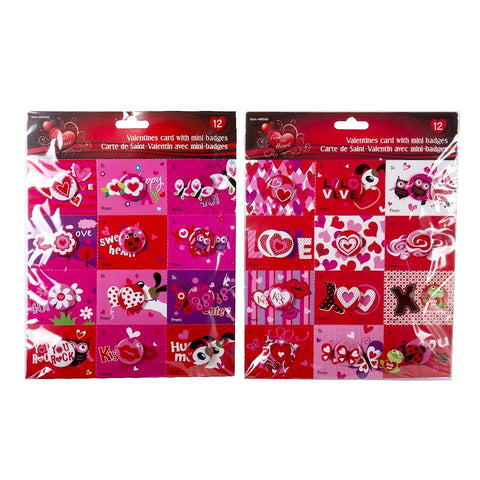 CTG From The Heart Valentine Cards & Mini Badges 12pk Assorted
