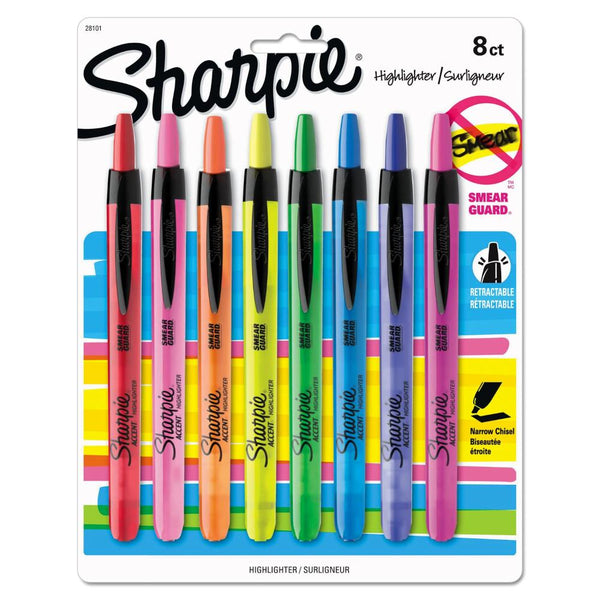 Sharpie Highlighter Assorted Retractable 8-pack