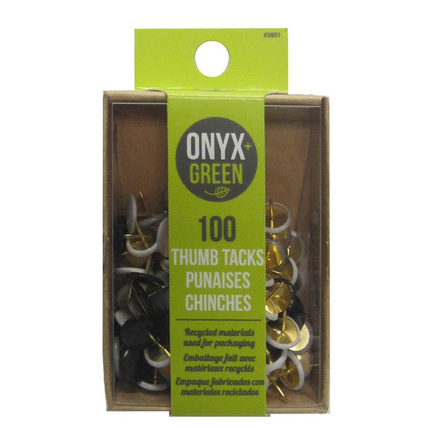 Onyx & Green Brass Thumb Tacks 100pk