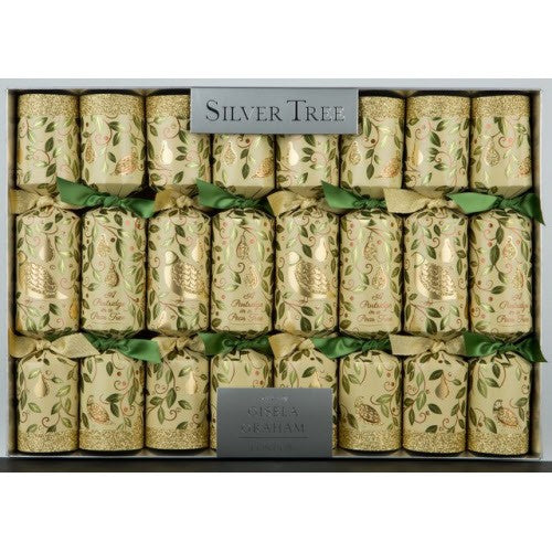 Silver Tree Holiday Crackers 8pk Partridge & Pears