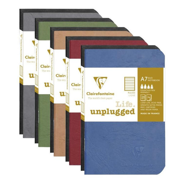 Clairefontaine Age-Bag A7 Stitched Duo Notebook 2pk, Lined, Assorted