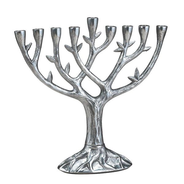Rite Lite Textured Tree of Life Menorah, Antiqued Aluminum