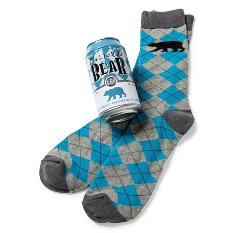 Little Blue House Men's Beer Can Socks - Ice Cold Bear
