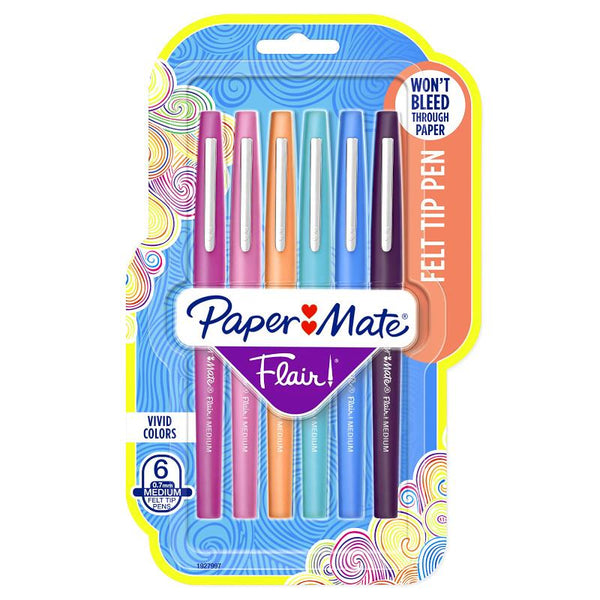 Paper Mate Flair Felt Tip Pens 0.7mm Medium Tropical 6pk