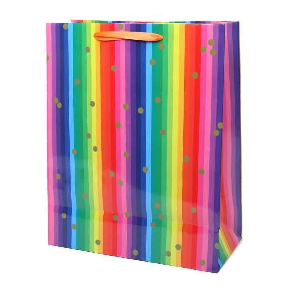 Paper Trendz Gift Bag, Large - Rainbow Stripes